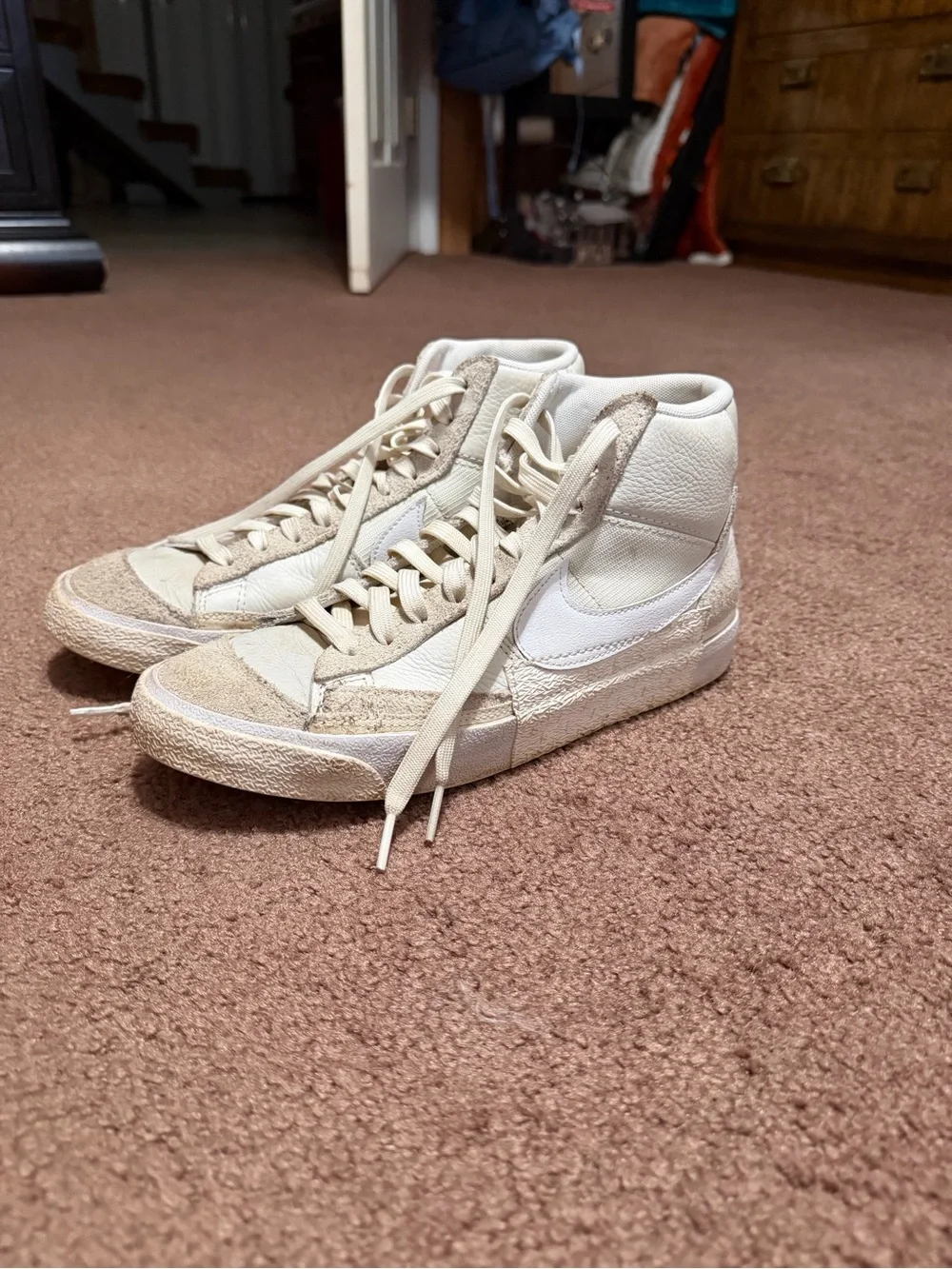 Nike High-Top Sneakers in Off-White and Cream